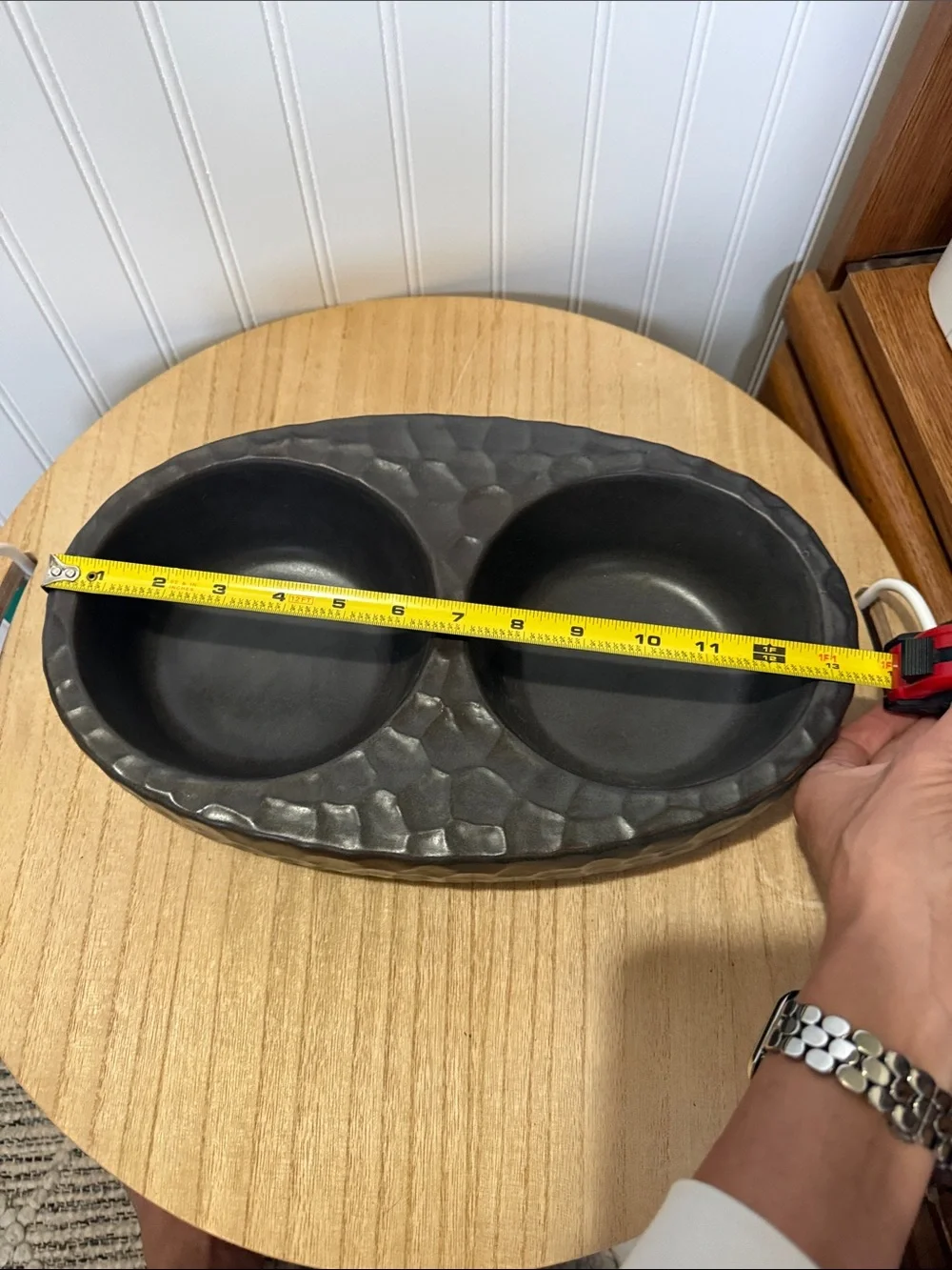 Textured Double Dog Bowl - Black